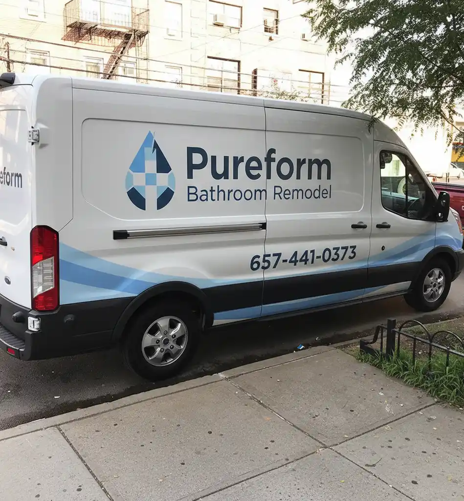 Pureform Bathroom Remodel service van with company branding and phone number 657-441-0373